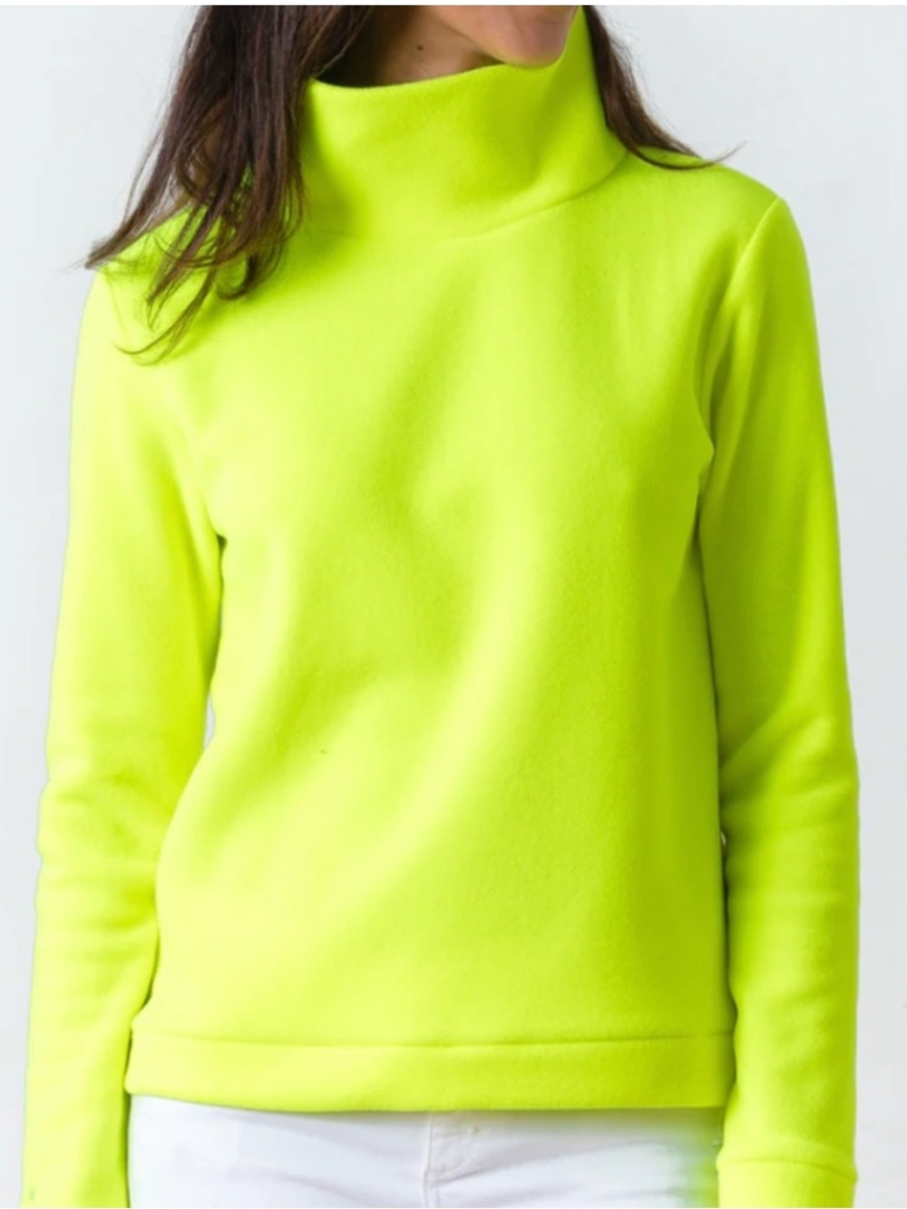 Dudley Stevens Park Slope Turtleneck Top in Neon Yellow